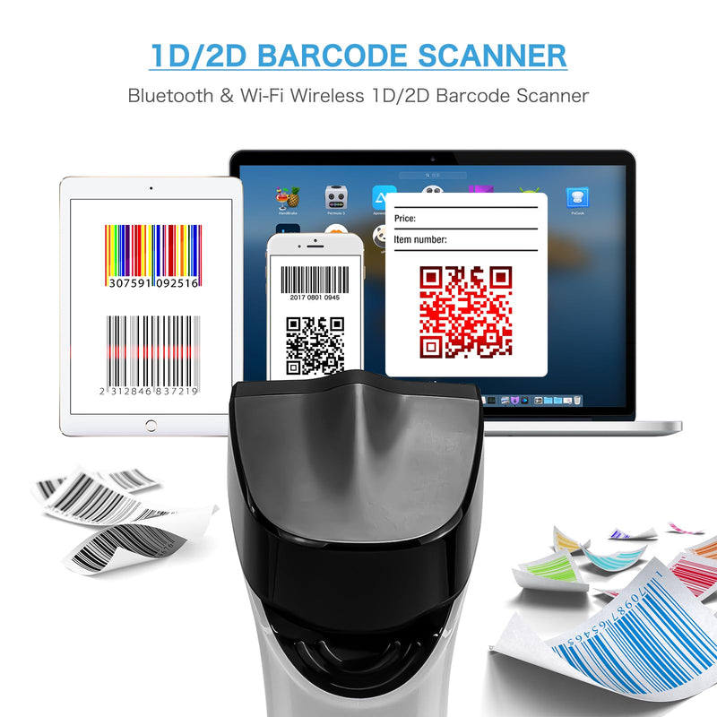 NetumScan Wi-Fi QR Barcode Scanner, Bluetooth Automatic 1D 2D Bar Code Scanner Supports TCP/UDP Network Protocols for Inventory, POS, Computer, Tablet, iPhone, iPad, Android