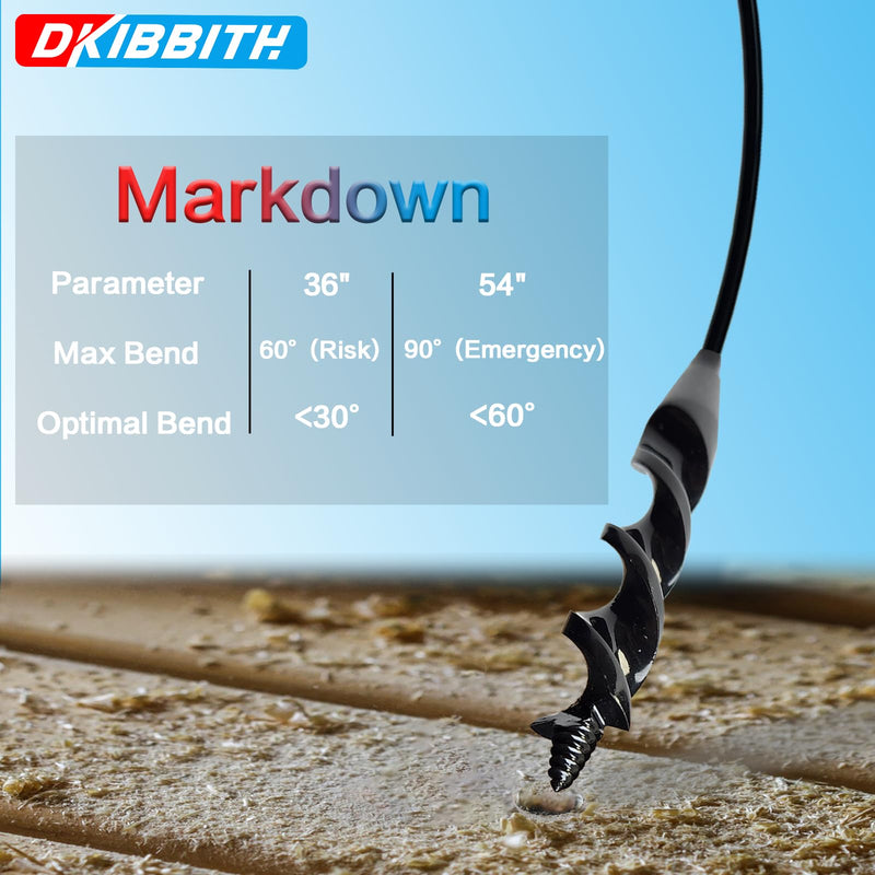Flexible Installer Drill Bit for Pulling Wires Through Walls Ceilings and Sidewalks, 54-Inch Long, 3/4-Inch Auger with a Fish Eye Hole and Screw Point, 1/4" 3-Flat Anti-Slip Shank. 3/4” 54”
