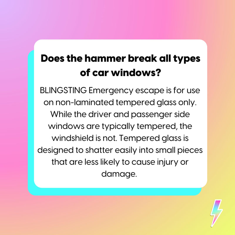 BLINGSTING Safety Hammer - Emergency Automotive Escape Tool with Window Breaker, Seat Belt Cutter & Adjustable Car Visor Strap - Tempered Glass Breaker - Steel Blade - Black (1 Count)