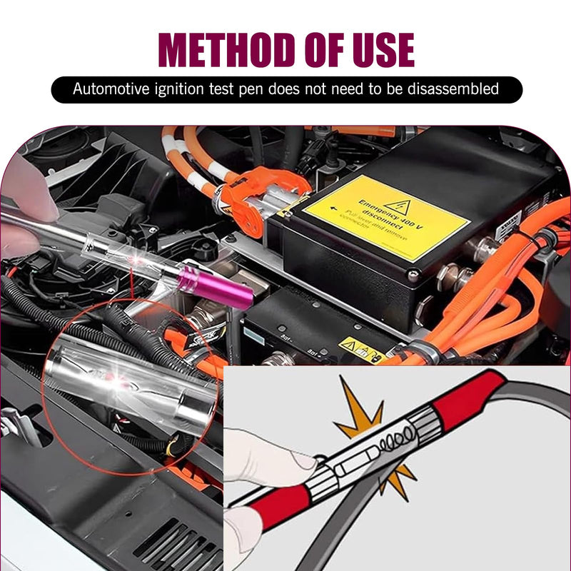 Spark Ignition Tester Pen, Car Wires Coil Detection Tool for Electronic Ignition System and Circuit Breaker, High-Light Vehicles Faults Diagnostic Tool, for Most Cars (Transparent)