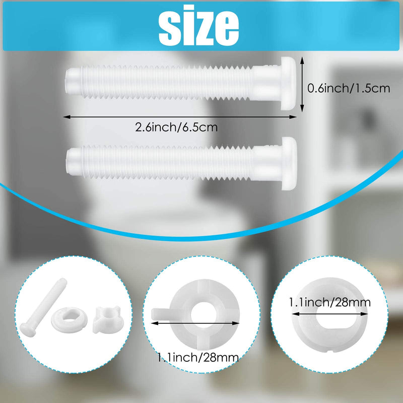 Jetec 32 Pieces Toilet Seat Screws Replacement Kit Plastic Bolts with Plastic Nuts and Washers Parts Kit for Fixing the Top Toilet Seat, White 1