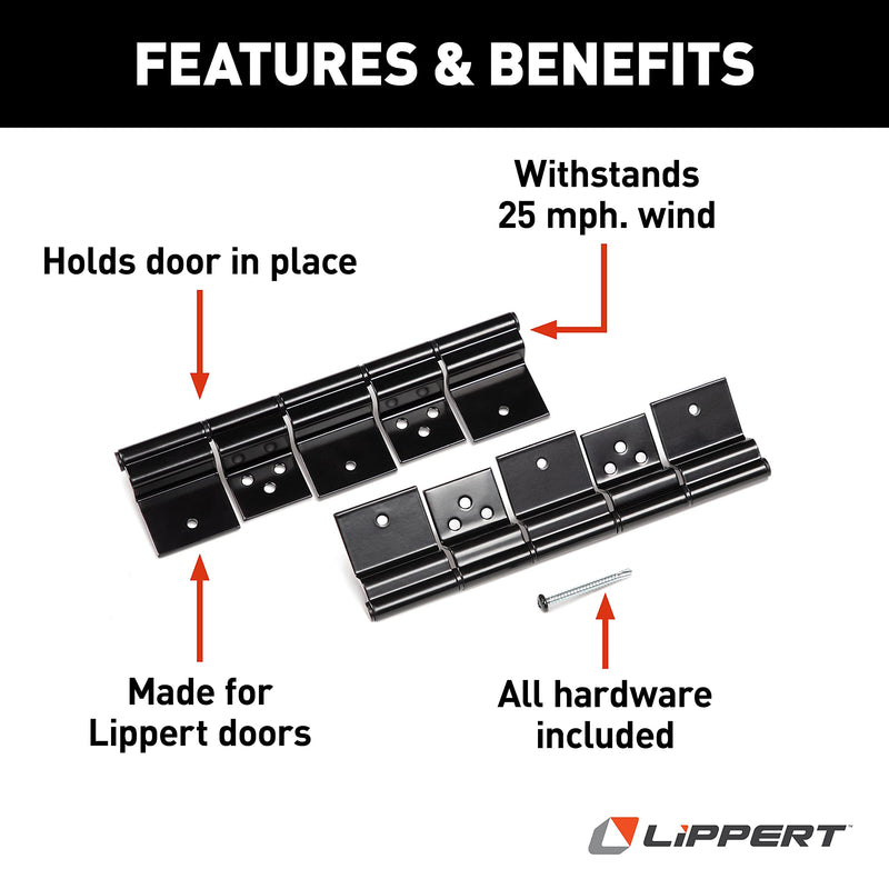 Lippert Components RV Entry Door Friction Hinge Kit for 5th Wheel, Travel Trailer and Motorhome (Pack of 2) Black