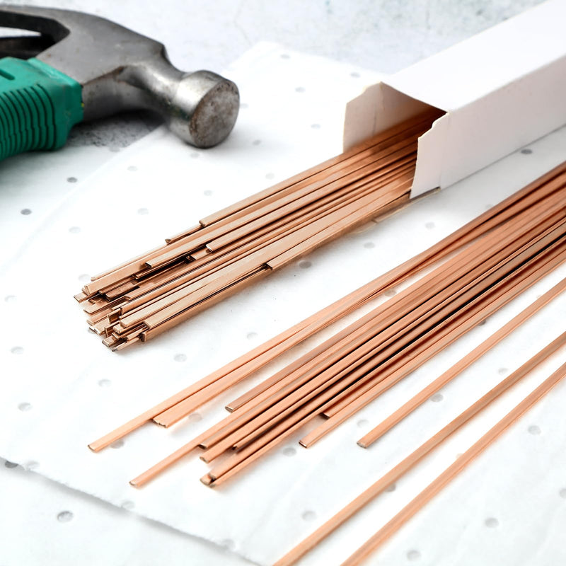 Tandefio 40 Sticks Brazing Rods AWS BCup-5 15% Silver Solder Phos Copper Brazing Alloys Flat Welding Rods Industry 0.050"x1/8"x10" for Air Conditioning Refrigerator Cold Storage HVAC Units BCup-5, 15% Silver
