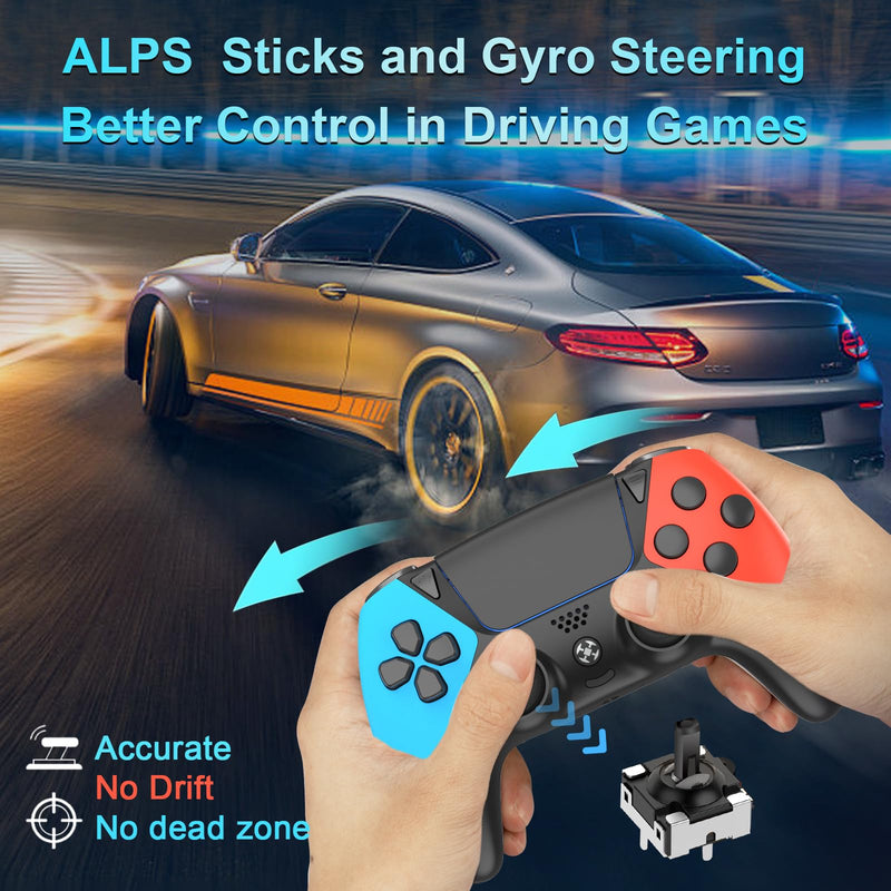 Enstixsm Upgraded for Luna Controller with Back Paddles,Turbo,Wireless Fire TV Game Controllers for PC,GeForce NOW,Firestick,Replacement for Luna Gamepad with ALPS Joystick,No Drift Stick, Blue and Red (Blue and Red)