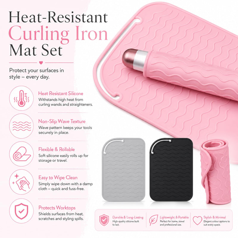  [AUSTRALIA] - Luxiremi Silicone Heat Resistant Mat for Hair Straightener Tools(Gray) | Heat Resistant Mat, Curling Irons, Flat Iron, Curling Iron, Multifunctional Non-Slip Mat Pad Gray