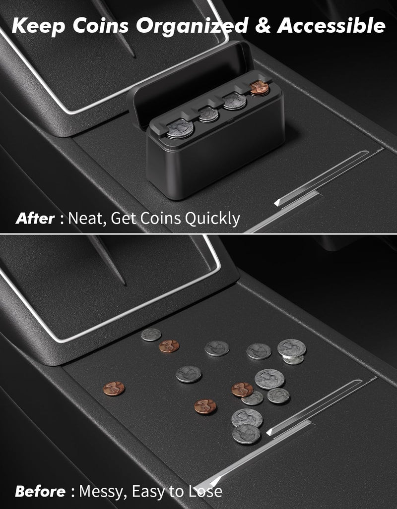 Coin Holder for Car, Larger Capacity Car Change Coin Holder Organizer, Coin Dispenser Storage Fit for Most Car Trucks Accessories 1 Pack
