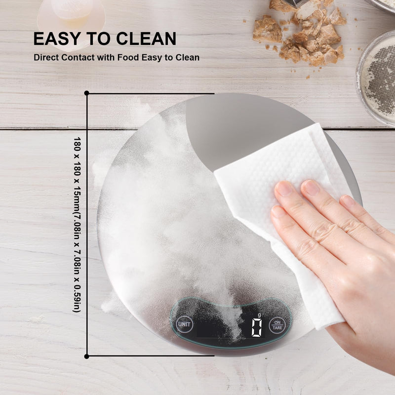 High Precision Food Cooking Scale Digital Kitchen Scale Touch Button Backlight Display (Grey) grey