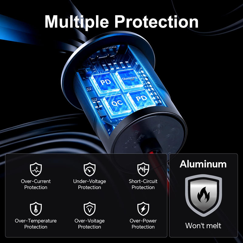 78W 12V USB Outlet with Silver Ring, Aluminum Car USB C Socket | PD3.0 & QC3.0, 3 Port Fast Charging, Mulit-Protection, No Backlight, Low Standby Power, For RV, Boat, Caravan, Camper Trailer 2Pcs