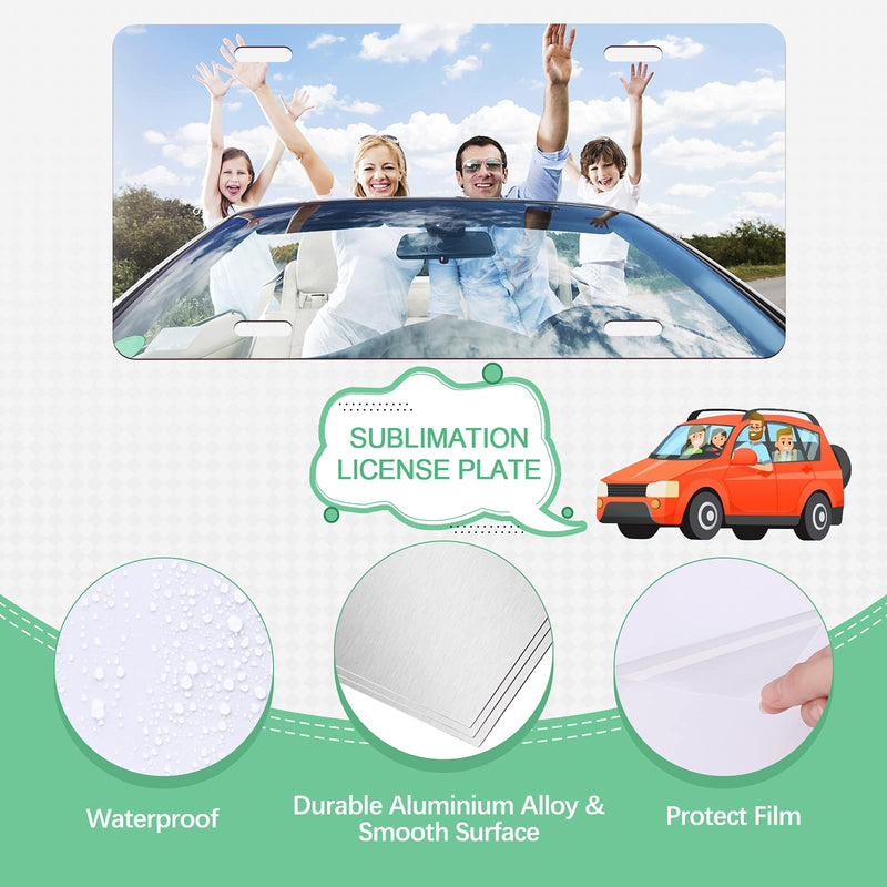 4PCS Blank Metal Automotive License Plate Plates Tag for Custom Design Work (White) White-4pcs