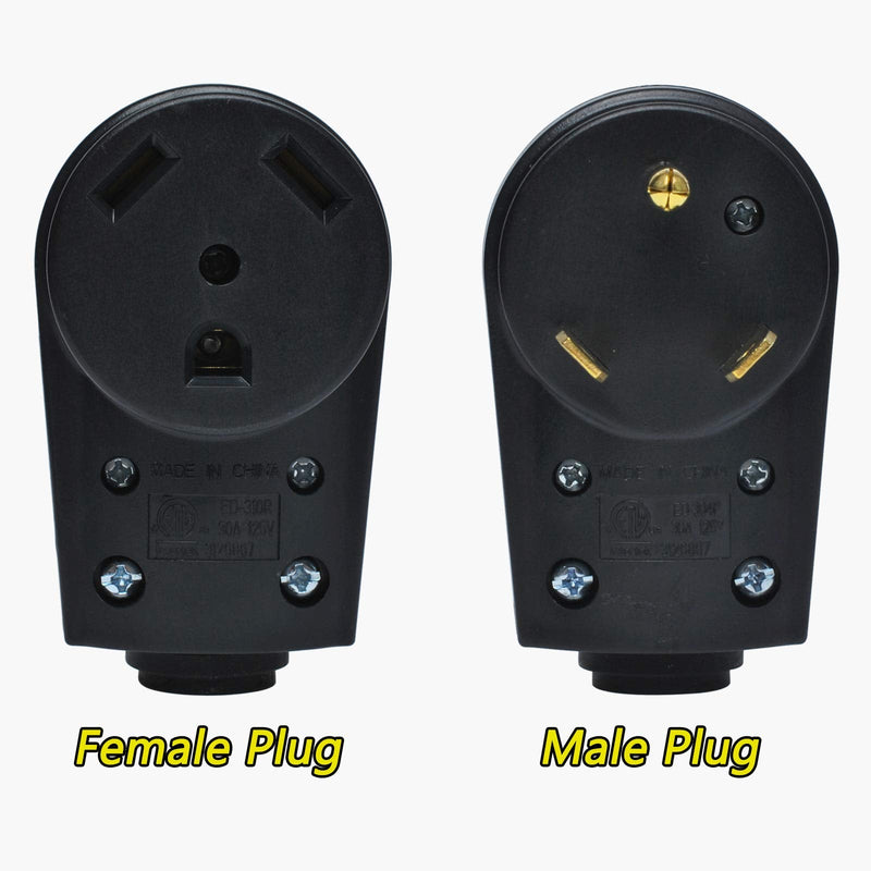 Wadoy 30 Amp RV Plug Male and Female Plug Set {Upgraded } with Handle Receptacle Plug Electrical Plug Adapter 55245 Black