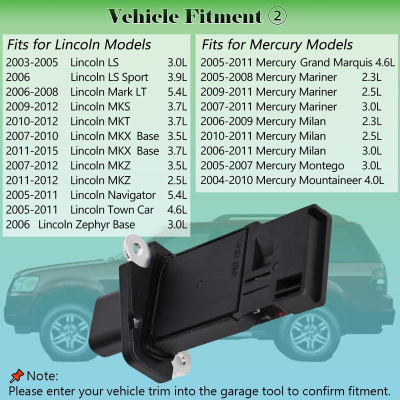 Mass Air Flow Sensor MAF Sensor 3L3A12B579BA Compatible with 2004-2010 Ford F-150 F-250 Super Duty E-150 E-250 Escape Expedition Explorer Mustang Lincoln Mercury Replaces OE# 3L3Z12B579BA