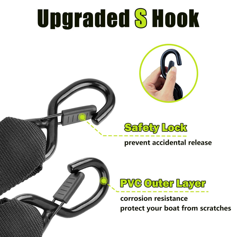 2" x 24" Boat Trailer Tie Down Straps, Secure Transom Hauling (2-Pack) | for Boats, Pontoons, Jet Skis & Kayaks, Rust-Resistant Hooks, 2 ft Length 2in x 24in