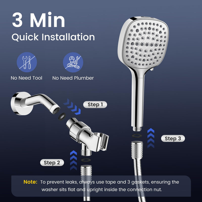Filtered Shower Head with Handheld, High Pressure 7 Spray Showerhead with Filters, Detachable Shower Heads, Water Softener Filters for Hard Water - Remove Chlorine Chrome