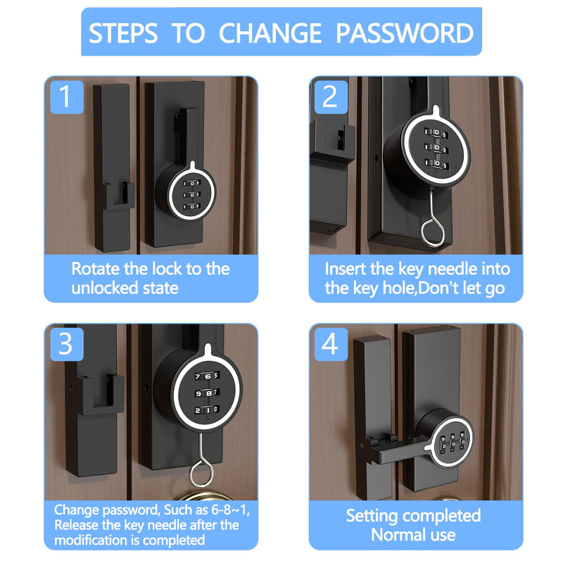 Black (Luminous) 180 Degree Barn Door Lock,Mechanical Password Lock,3 Digit Password Keyless,Flip Latch with Combination,Protect Privacy,for Bedrooms,garages,Cabinets,Windows,Garden,and Bathroom Black (Luminous) 1