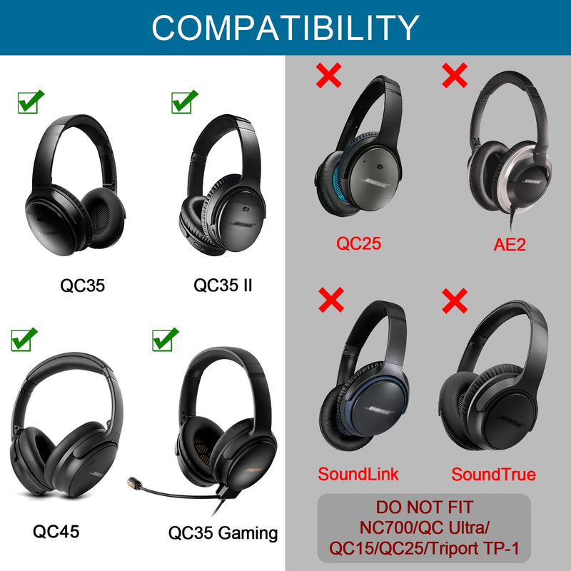 GEVO Headband Pad Kit Replacement for Bose QC35 & QuietComfort 35 II (QC35 ii) QC45 QuietComfort 45 Headphones, Easy to Install DIY Headphones Headband Repair Tools (Black) Black