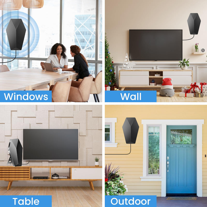 Amplified Digital TV Antenna 5000+ mi Indoor/Outdoor, 2026, 4K 8K 1080p | Smart TV Antenna for Local Channels Long Range Amplified Signal Booster-38ft, Smart IC Chip, 3-step Install, Weatherproof
