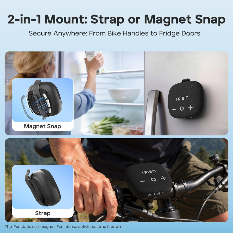 Tribit StormBox Micro 3 Portable Bluetooth Speaker, 13W, IP68 Waterproof | Bike Speaker, BT6.0, 24H Playtime, Magnetic & Strap, XBass, Custom EQ, Wireless, TWS Pairing, Outdoor, Home, Cycling, Black