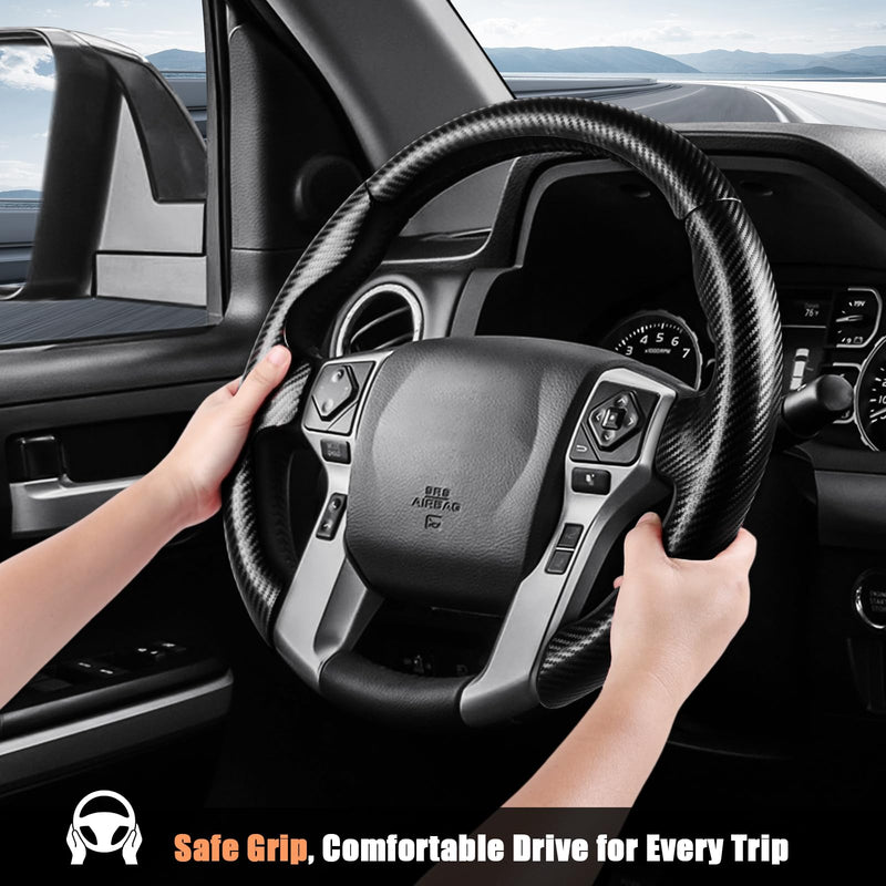 Aimato Customized Steering Wheel Cover for Toyota Tacoma 2012-2023/4Runner 2010-2024/Tundra 2014-2021/Sequoia 2014-2022 Thin,Anti-Slip,Scratch-Resistant Exclusive Car Accessory for Toyota Matte Black