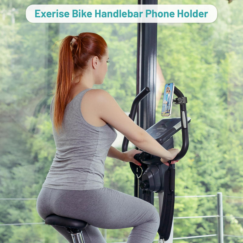 Magnetic Stroller Phone Holder Clamp Mount,20 x N52 Strong Dual Magnets | Handlebar Mount for Treadmill/Peloton/Spin Bike/Gym/Shopping/Golf Carts, Compatible with MagSafe iPhone 12–17 & Android