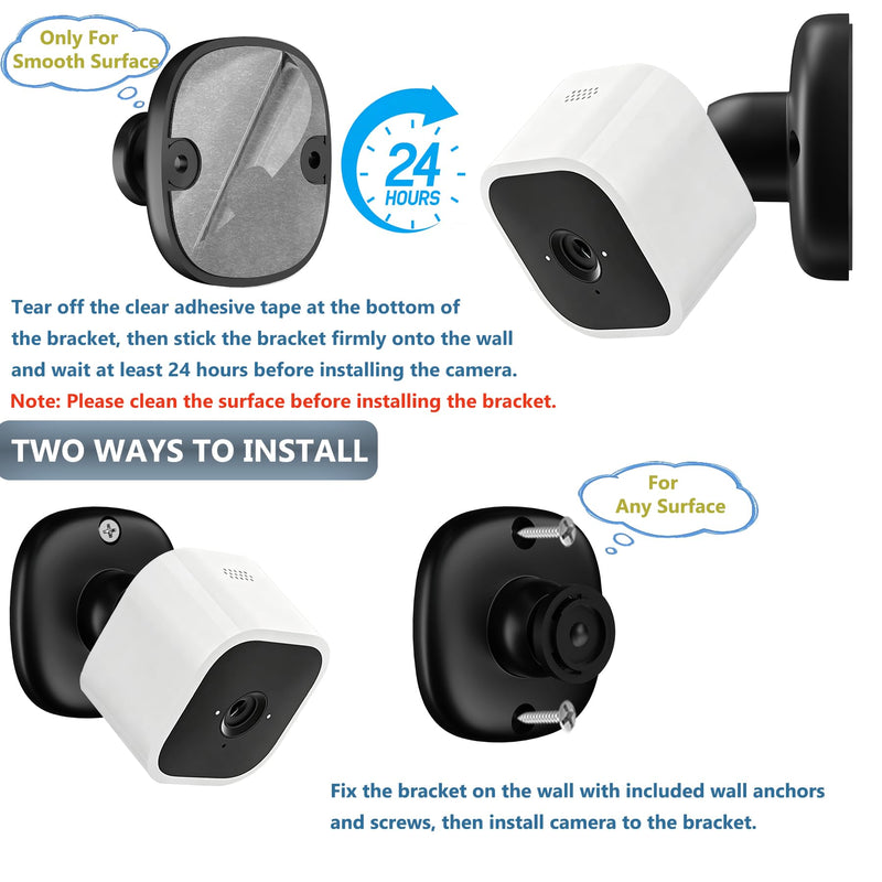 3 Pack Strong Adhesive Wall Mount Bracket Compatible with Blink Mini/Outdoor 4 (4th Gen) Camera, 360° Adjustable Indoor/Outdoor Wall Mount Stand, Easy to Install (Black) Black