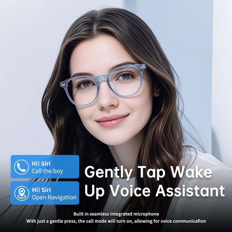 Bluetooth Audio Smart Glasses, Blue Light Glasses for Women Men, Remote Shooting, Open Ear Sound Mic &Speakers, Magnetic Charging, Color-Changing & Polarized Lenses, Voice Assistant (GS07-Clear) GS07-Clear