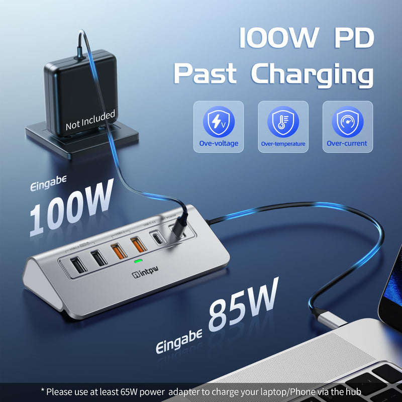 USB C Hub Ethernet, 10-in-1 USB Docking Station 10Gbps with 4K@60Hz HDMI, USB C and 2 USB A 3.2 Data, LAN, 2 USB A 2.0, PD 100W, SD/TF Ports, Powered USB Hub for Laptop, PC, iPhone 16/15, Mac Silver