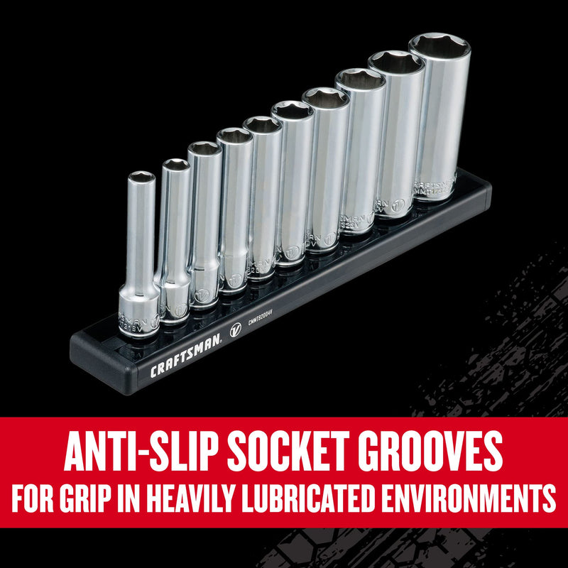 CRAFTSMAN V-SERIES Socket Set, Deep SAE, 1/4 Inch Drive, 10 Piece (CMMT17315V)
