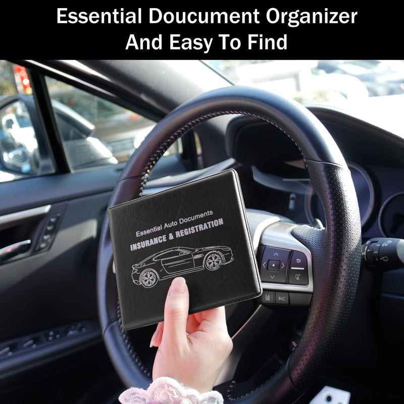 UYYE Car Registration and Insurance Card Holder, Vehicle Glove Box Car Organizer, Interior Car Accessories for Documents, Cards, License - 2 Pack black1