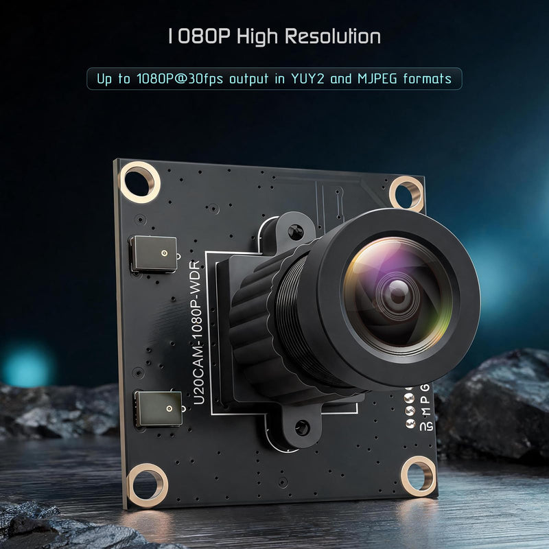 1080P USB2.0 UVC Camera, 121° Wide Angle, True Low-Light HDR WDR Camera, Built-in Mic, Plug & Play Webcam for PC, Raspberry Pi and All SBCs, Support Windows, Linux, Android, Mac OS.