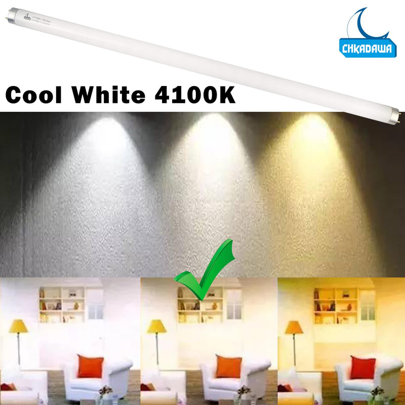 CHKADAWA 24 Inch Fluorescent Light Bulb F17T8/841 17 Watts, 2 Ft T8 17W Cool White 4100K Straight Linear Fluorescent Tube, G13 Medium Bi-Pin Base, 6 Pack