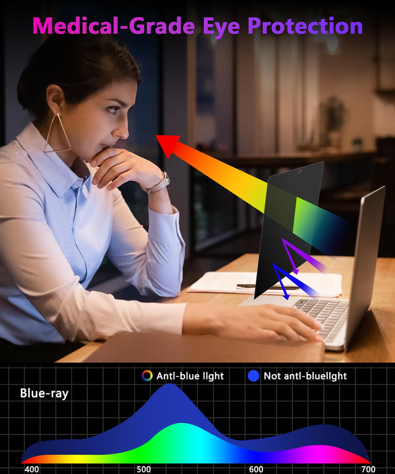 PYS 4-Way Privacy Screen for MacBook Pro 13 Inch (2016-2022, M1, M2) & MacBook Air 13 Inch (2018-2021, M1) - 360° Anti-Spy Filter, Matte Anti-Glare Protector, Scratch-Resistant Film, Laptop Privacy Filter Shield Black