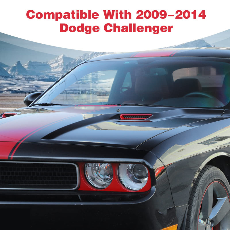 for Challenger Hood Scoop Vent Cover Trim Bezel Red Compatible with Dodge Challenger 2009 2010 2011 2012 2013 2014 Red Exterior Accessories 2pcs