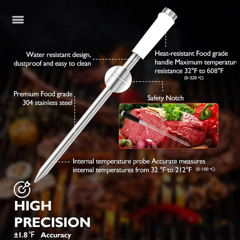 Smart Meat Thermometer 656FT Remote Range Digital Cooking Food Thermometer with Cordless Probe Real-Time Readings from Apps IP68 Waterproof for BBQ, Oven, Grill, Smoker, Air Fryer, Kitchen Small