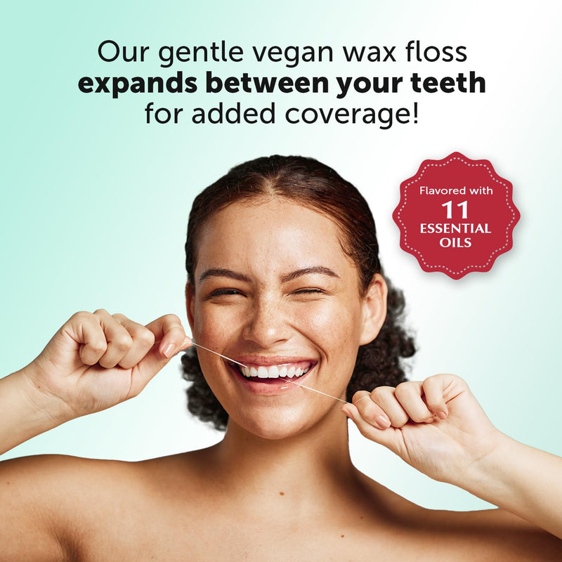 Eco-Dent VeganFloss Dental Floss, Waxed, Cinnamon - Floss with Vegan Plant-Based Wax, Recyclable Cardboard Packaging, 100 Yds (Pack of 6) 600 Count (Pack of 1)