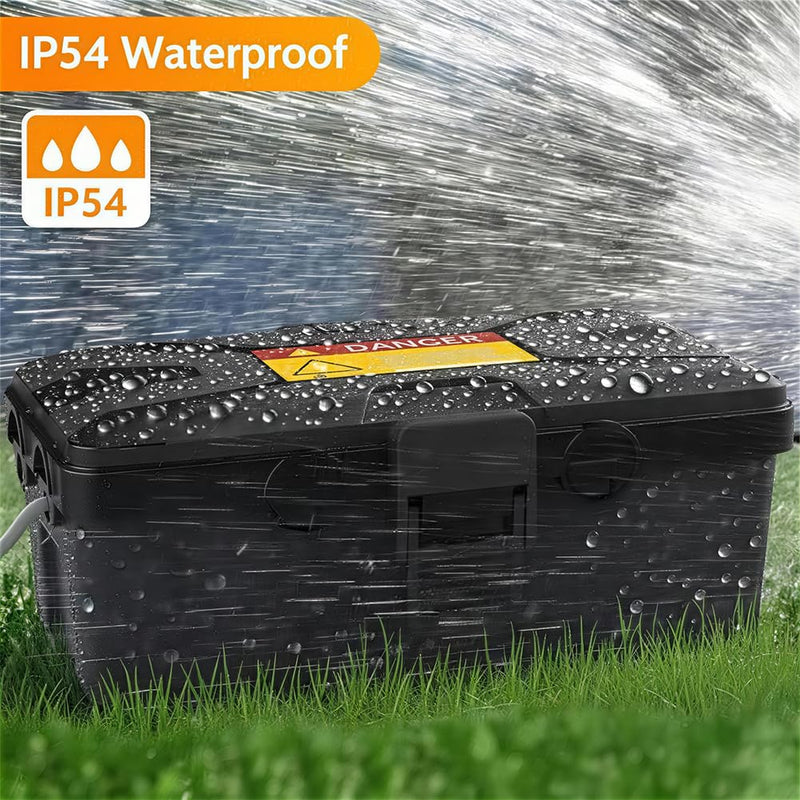 Waterproof Junction Box, Outdoor Electrical Socket Protection Box for Cable & Wire Organization, Black