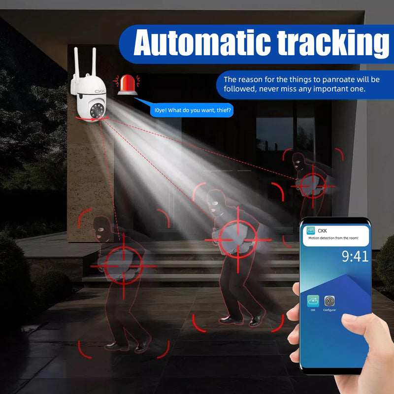 CKK 1080P Home Security Camera Wired, 3 Pcs Outdoor WiFi Camera (2.4G/5G Dual-Band), 360° Pan/Tilt, Color Night Vision, Motion Alerts, 2-Way Audio, Compatible with Alexa, SD/Cloud Storage 3 Pack