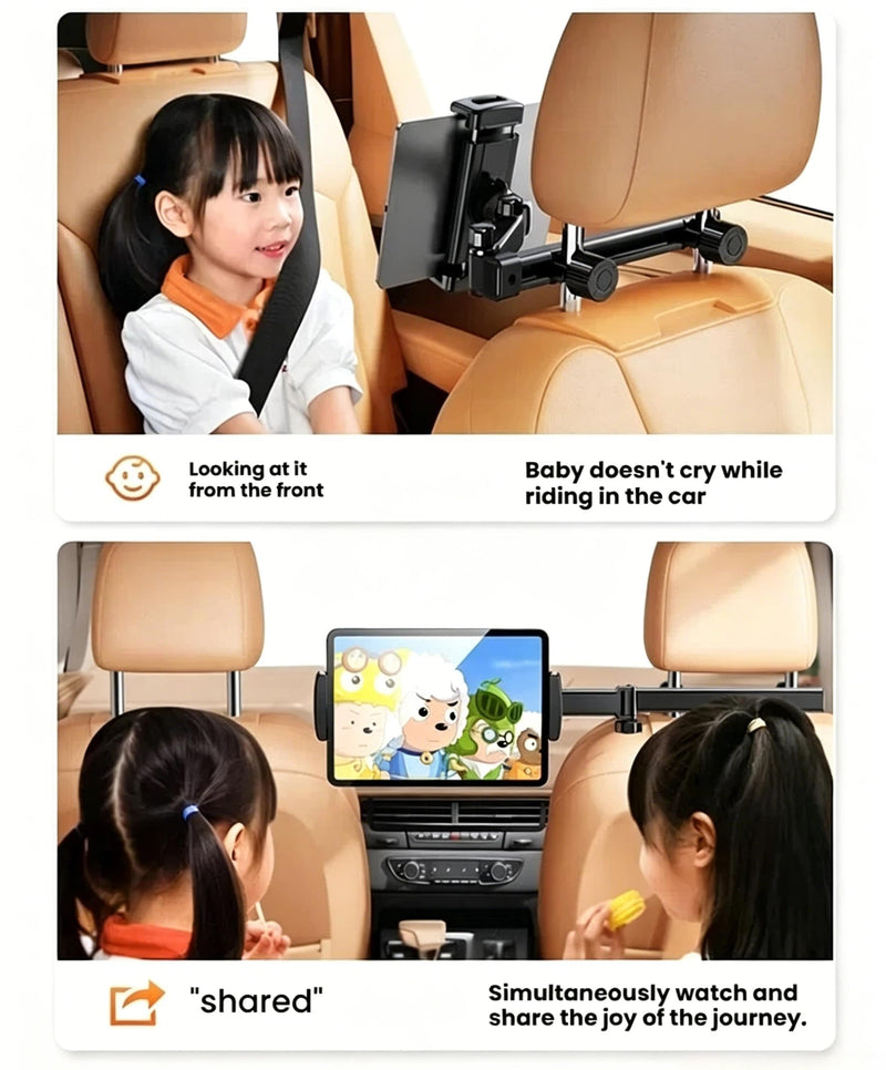 Chapter Seven Car Headrest Tablet Holder,[Lockable 3 in 1 Extension Arm & 360° Rotation],Tablet Mount for Car Backseat,Gifts Road Trip Essentials for Kids,for 4.7-13" Devices