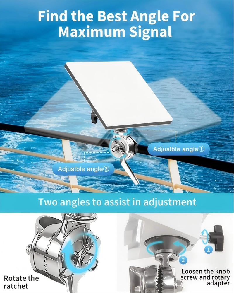 Boat Mount for Starlink Mini, Marine-Grade 316 Stainless Steel Adjustable Rail Mount for Starlink Mini Antenna – Perfect for Boats, Yachts, Sailboats, Trawlers & RV’s