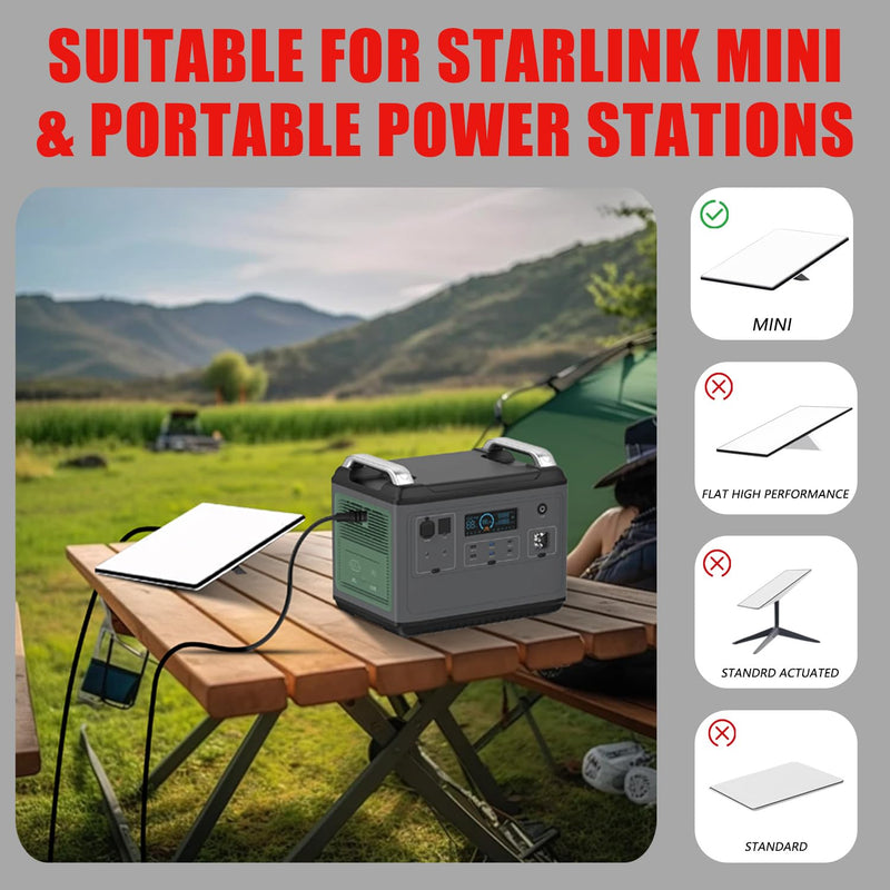 Solar Connectors to DC 5.5 * 2.1mm Extension Power Cable for Starlink Mini, Solar Panels to DC 5521 Cord Cable for Portable Power Stations & Solar Generators (25FT) 25FT