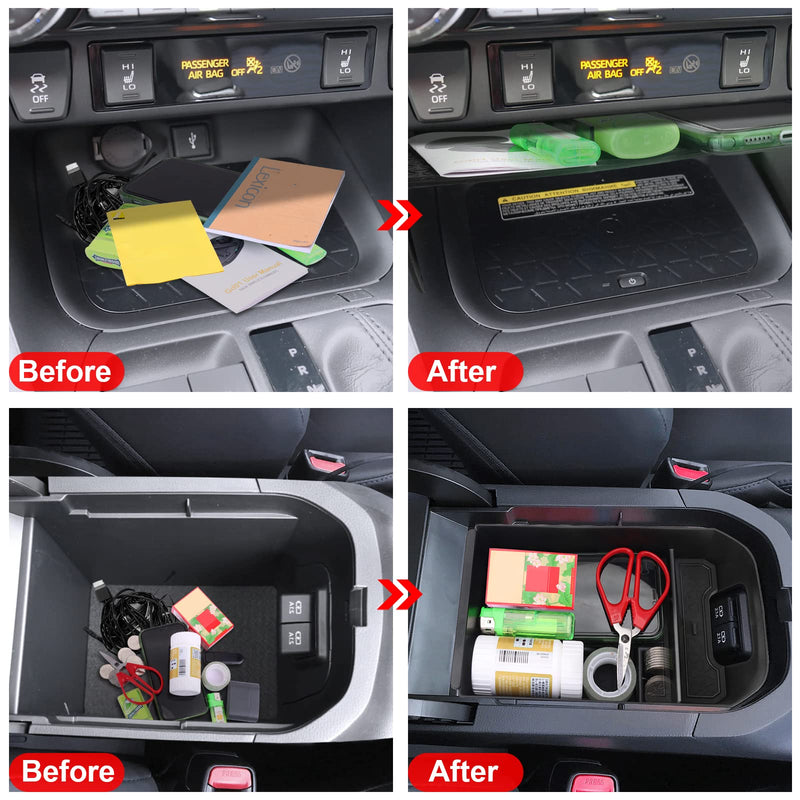 Upgraded Center Console Organizer Compatible with Toyota RAV4 2024 2023 2022 2021 2020 2019 Interior Accessories, Gear Shift Storage Tray Secondary Box Insert Divider - 2pcs