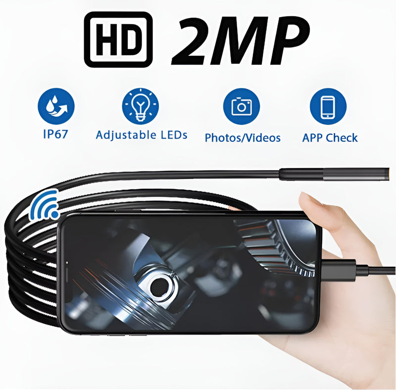 Borescope1920P HD Endoscopic Camera - with 8 Adjustable LEDs, 16.4ft Semi-Rigid Serpentine Camera, 7.9mm IP67 Waterproof Inspection Tool for iOS and Android Devices Gift