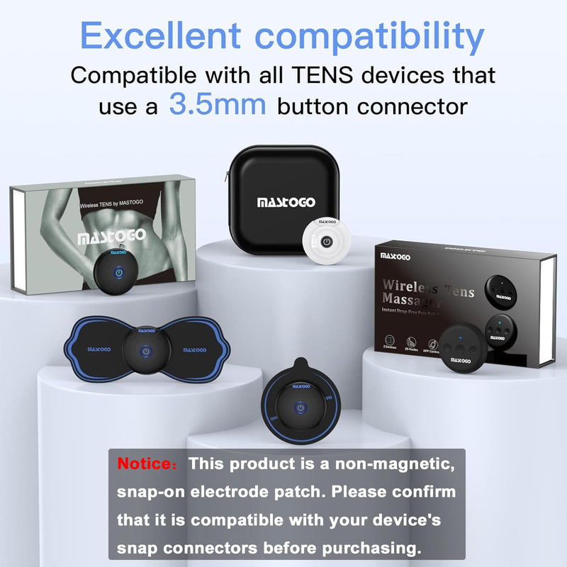 Wireless TENS Unit Electrode Pads Combo Set – 8-Pack Multi-Size Electrodes, Reusable & Latex-Free Replacement Pads for Wireless TENS Units, 3.5mm Snap Connectors (for Multi-Site Pain Relief) Blue
