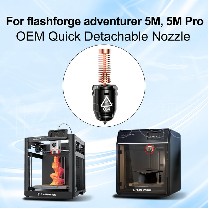 1 PK Original 0.4mm AD5M Nozzle for Flashforge AD5M/AD5M Pro, 280℃ AD5M High Flow Hotend with 32mm³/s and 3-Second Quick Release, OEM Replacement Part for flashforge AD5M Accessories 0.4mm AD5M Series Nozzle