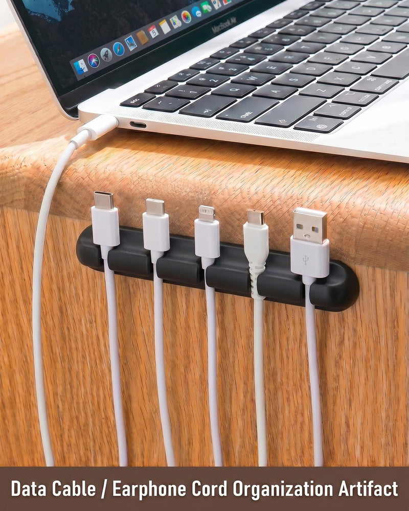 Cable Organizer, Cable Clip, with Built-in Strong Adhesive, is a Multi-Functional Wire Organizer Used to Tidy up Wires at Home, in The Office, on desks, Telephones, and in Cars LCC575-06 Black 5 hole