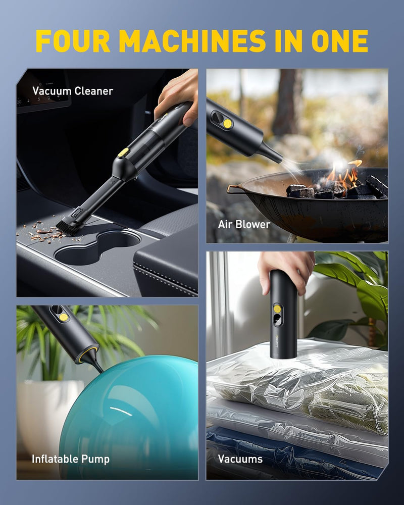 AUXITO Car Vacuum - Portable Cordless Vacuum for Car 14000Pa Powerful Suction, Handheld Vacuum Blow & Suction 2 in 1, Small Car Vacuum Cleaner Hand Held Vacuum for Car, Home, Pet, Office (Black) Black