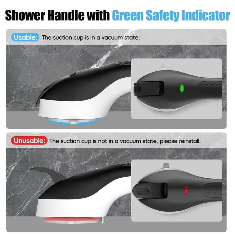 SPECILITE 17 Inch Shower Handle, Grab Bars for Bathtubs and Showers, Disabled and Elderly Strong Suction Cup, Seniors Handicap Safety Handrail for Bathroom Toilet Tiles Glass - Black 1 Pack