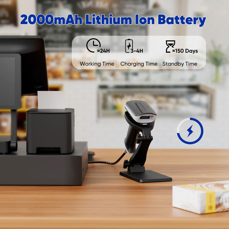 Topwise G2-B 1D 2D Bluetooth Barcode Scanner with Holder