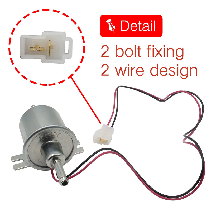 Electric Fuel Pump 12V Universal Low Pressure 5-9 PSI Gas Diesel Inline Metal Solid Petrol Compatible with Carburetor HEP-02A HEP-02A(5-9 PSI)