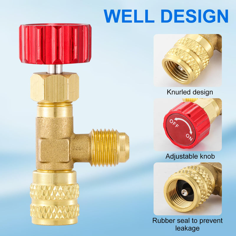 R12 R410 Refrigerant Charging Valve, Safety Flow Control Ball Valve, Brass Low Loss HVAC Fittings for R12 R22 R410A AC Manifold, Mini Split Air Conditioner Tool (1/4'' Male x 5/16'' Female) 1/4'' Male x 5/16'' Female