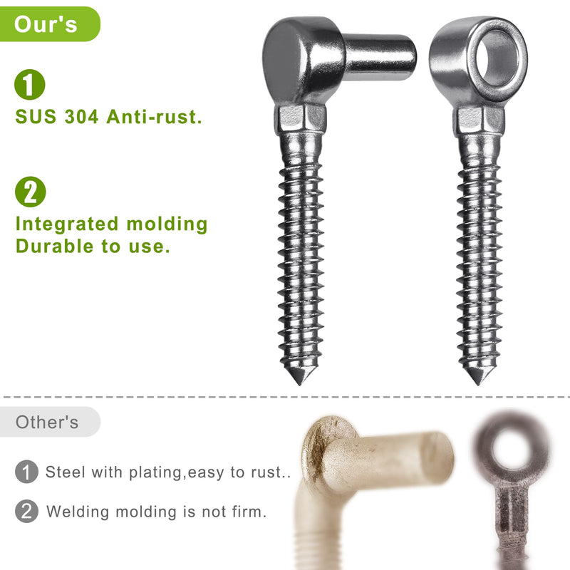 Insaga Cast 304 Stainless Steel Gate Hinges 2Pack Lag Screw Hinge for Farm M16 Hook and Eye Hinges, Partial Thread Gate Hinge Bolts for Wood Cattle Livestock Gate for Fence M16 Hook and Eye Hinge-2Pair